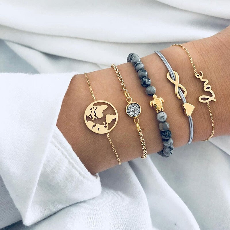 Beachy Chain Bracelet Sets