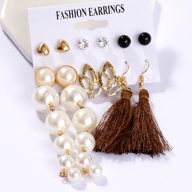 Gora Boho Tassel Pearl Earrings