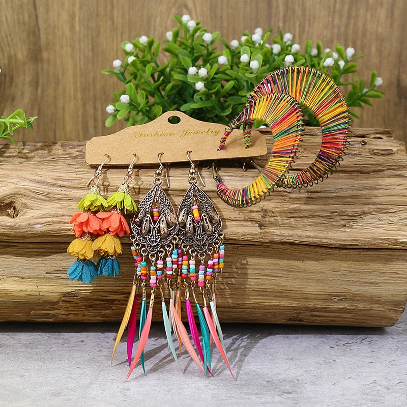 Bryn Feather Flower Earring Sets