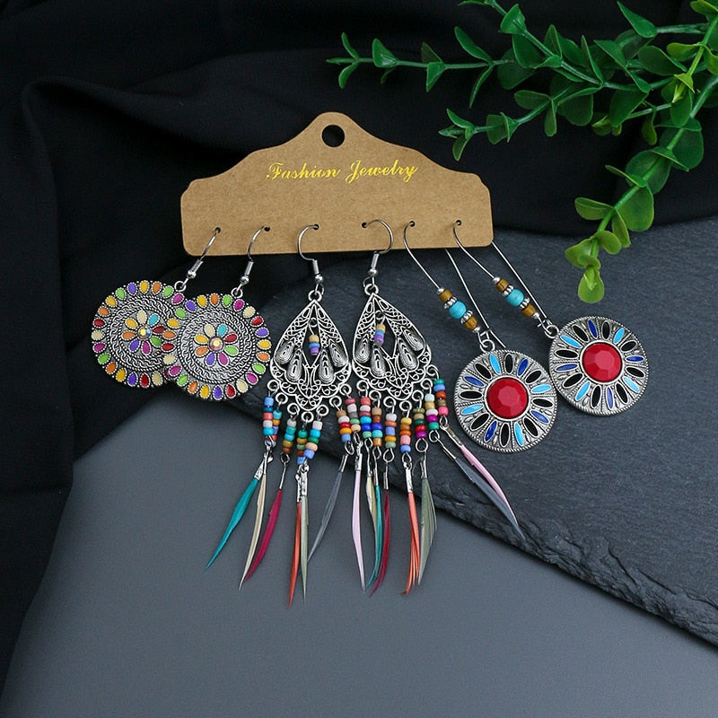 Bryn Feather Flower Earring Sets