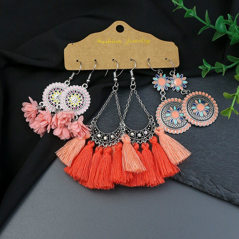 Bryn Feather Flower Earring Sets