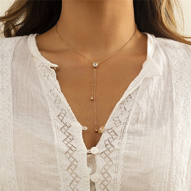 Debra Chain Choker Ball Pendant Necklace