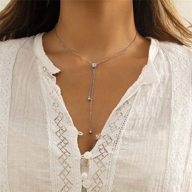 Debra Chain Choker Ball Pendant Necklace
