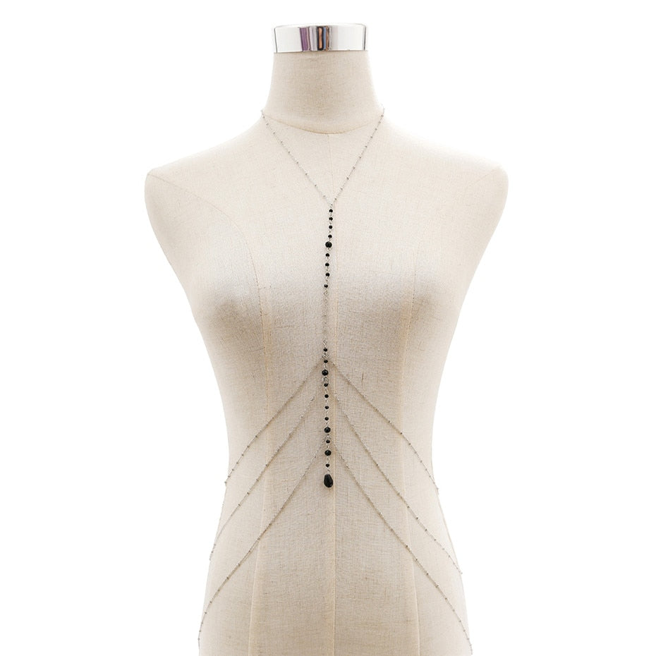 Black Multilayer Bead-Belly-Waist-Chain