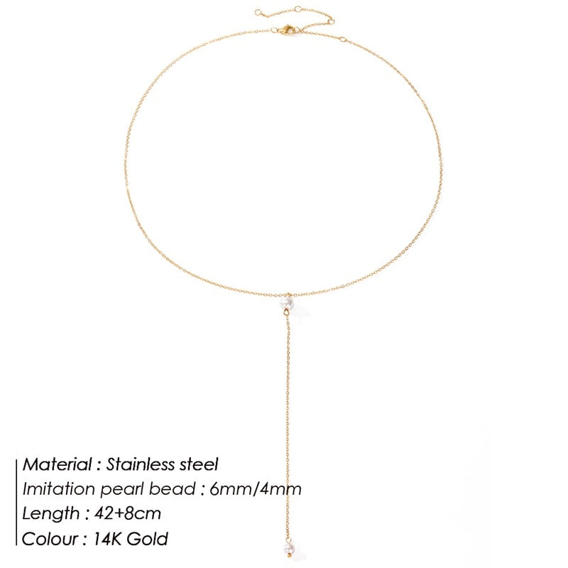 Double Pearl Pendant Necklace