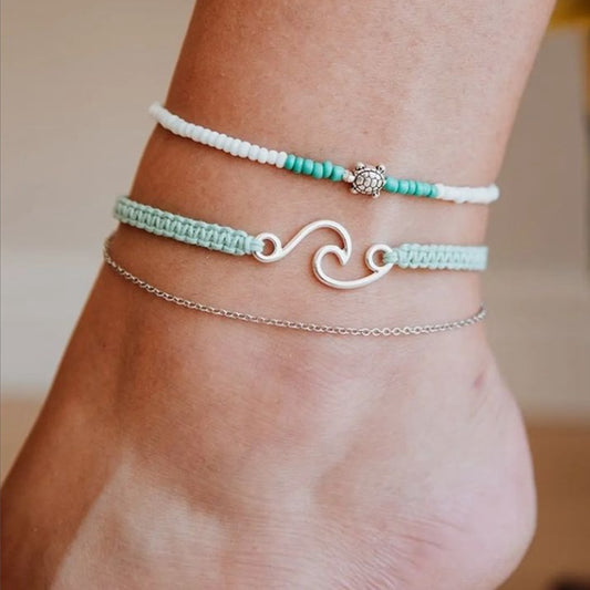 Wave and Turtle Anklet